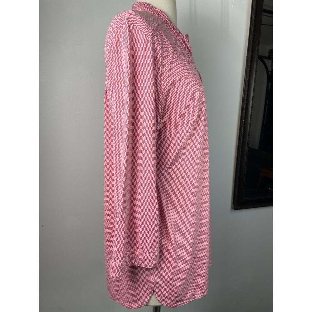 Ellie Kia Relaxed V-Neck Geometric Print Blouse Pink Preppy Top Womens Large - Picture 5 of 14